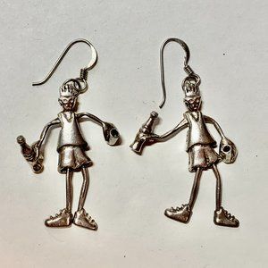 💰2/$40💰 Vintage Dangling Boy Earrings Silver 925